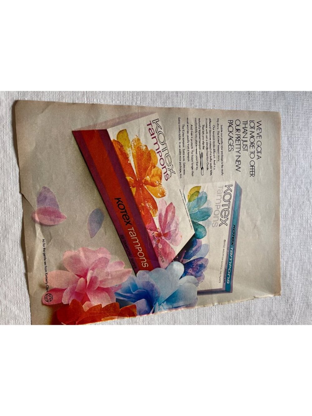 Vintage Kotex Tampons Advertisement Page Craft Decor Collection Historial